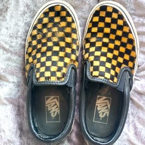 Rare Furry Checkerboard Slip-On Vans